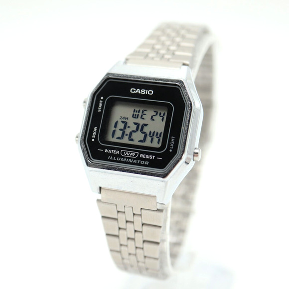 Casio Retro Classic Illuminator Digital Women Watch 29mm Silver Tone New Battery - Picture 1 of 15